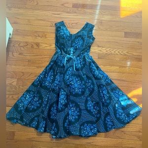 VINTAGE Blue Floral Print Dress